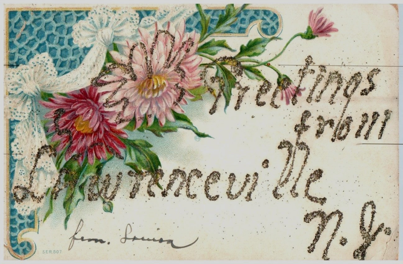 Vintage Victorian Postcard 1910 Greetings from Lawrenceville, New Jersey (NJ) Vintage Victorian Postcard 1910 Greetings from Lawrenceville, New Jersey (NJ)