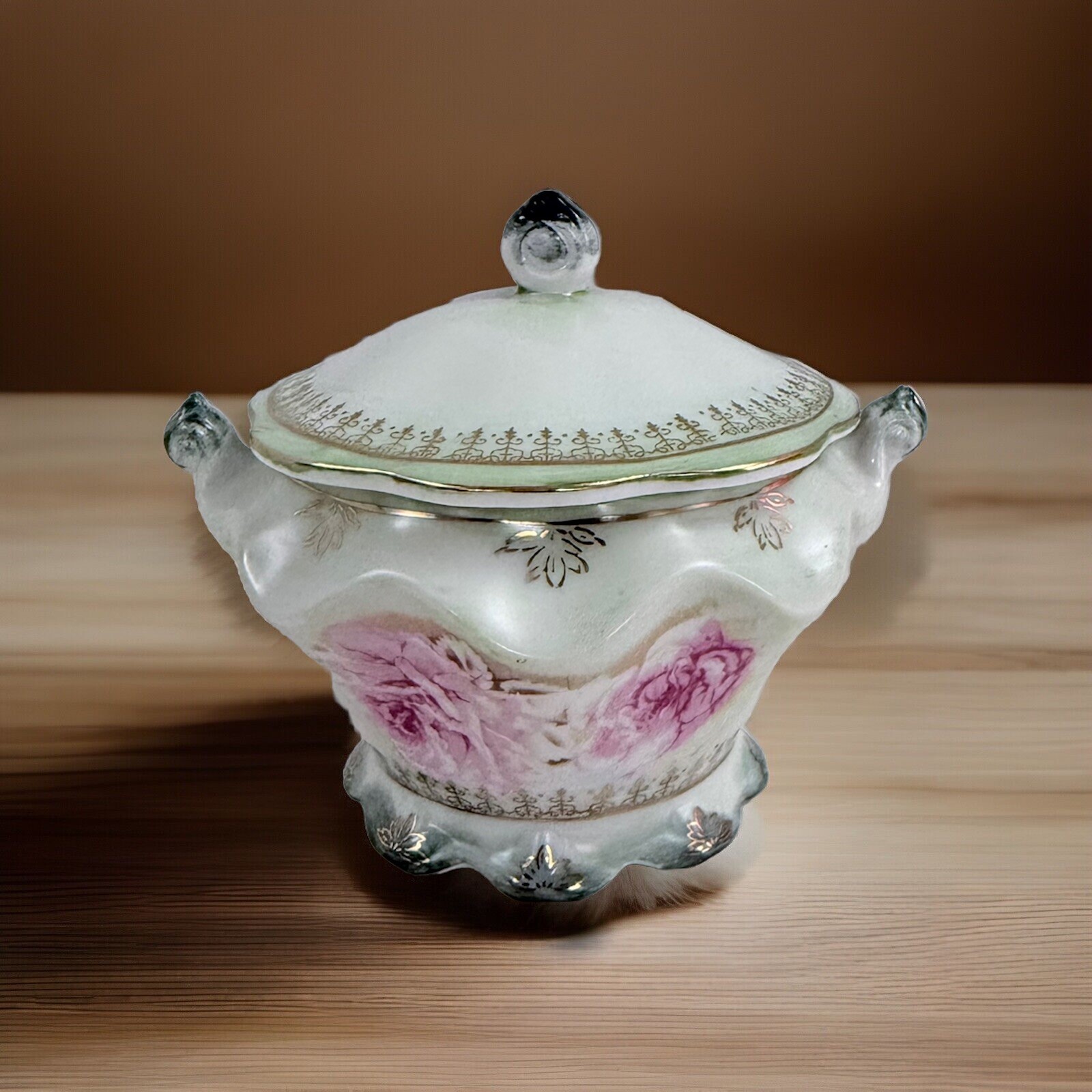 Antique Hand Painted Nippon Porcelain Trinket/ Lidded Bowl- Mint Late1890s-1900s