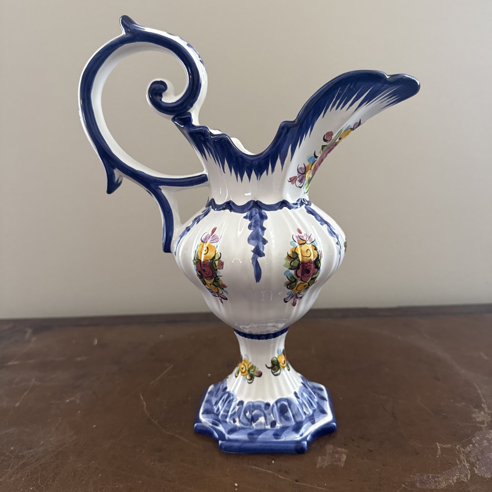 VTG Vestal Alcoa’s Hand Painted And Numbered Blue Vase Portugal