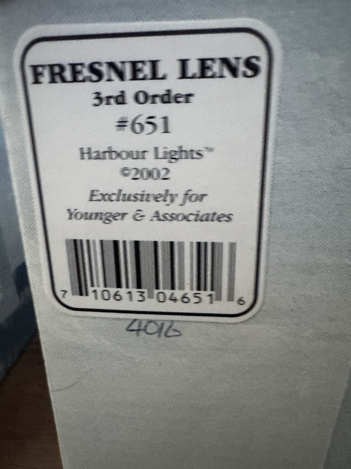 Harbour Lights Fresnel Lens 4th Order HL673 2004 Lighthouse Cert of Authenticity