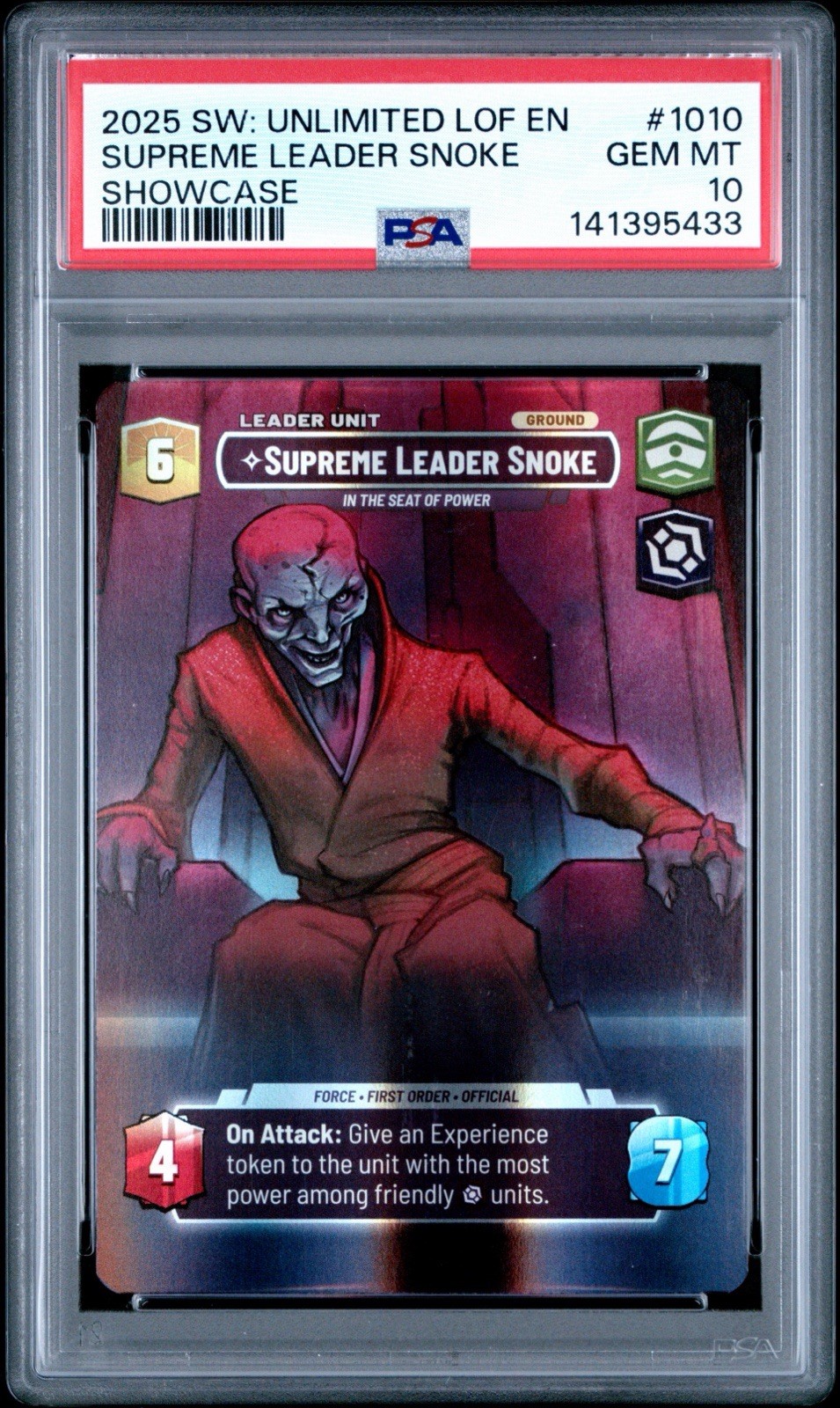 Supreme Leader Snoke Showcase 2025 Star Wars Unlimited PSA 10 POP 10 RARE
