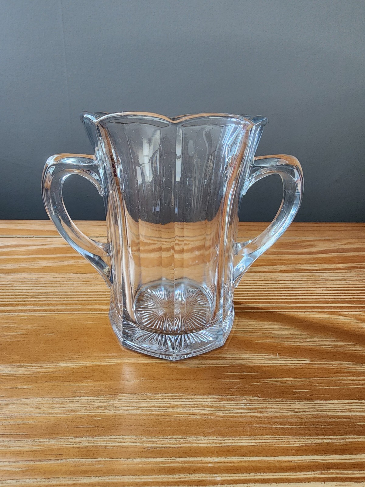 Vintage Amethyst Blown Glass Vase Spooner with Applied Handles 5-3/4 Vintage Amethyst Blown Glass Vase Spooner with Applied Handles 5-3/4