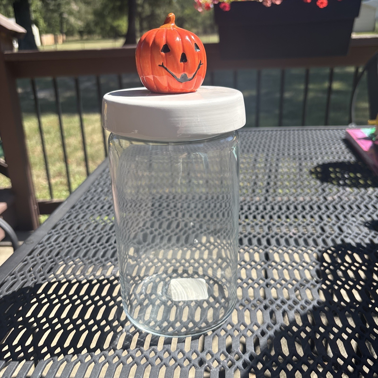 Vtg 90’s Anchor Hocking Glass Canister with Pumpkin Head Topper Halloween Vtg 90’s Anchor Hocking Glass Canister with Pumpkin Head Topper Halloween