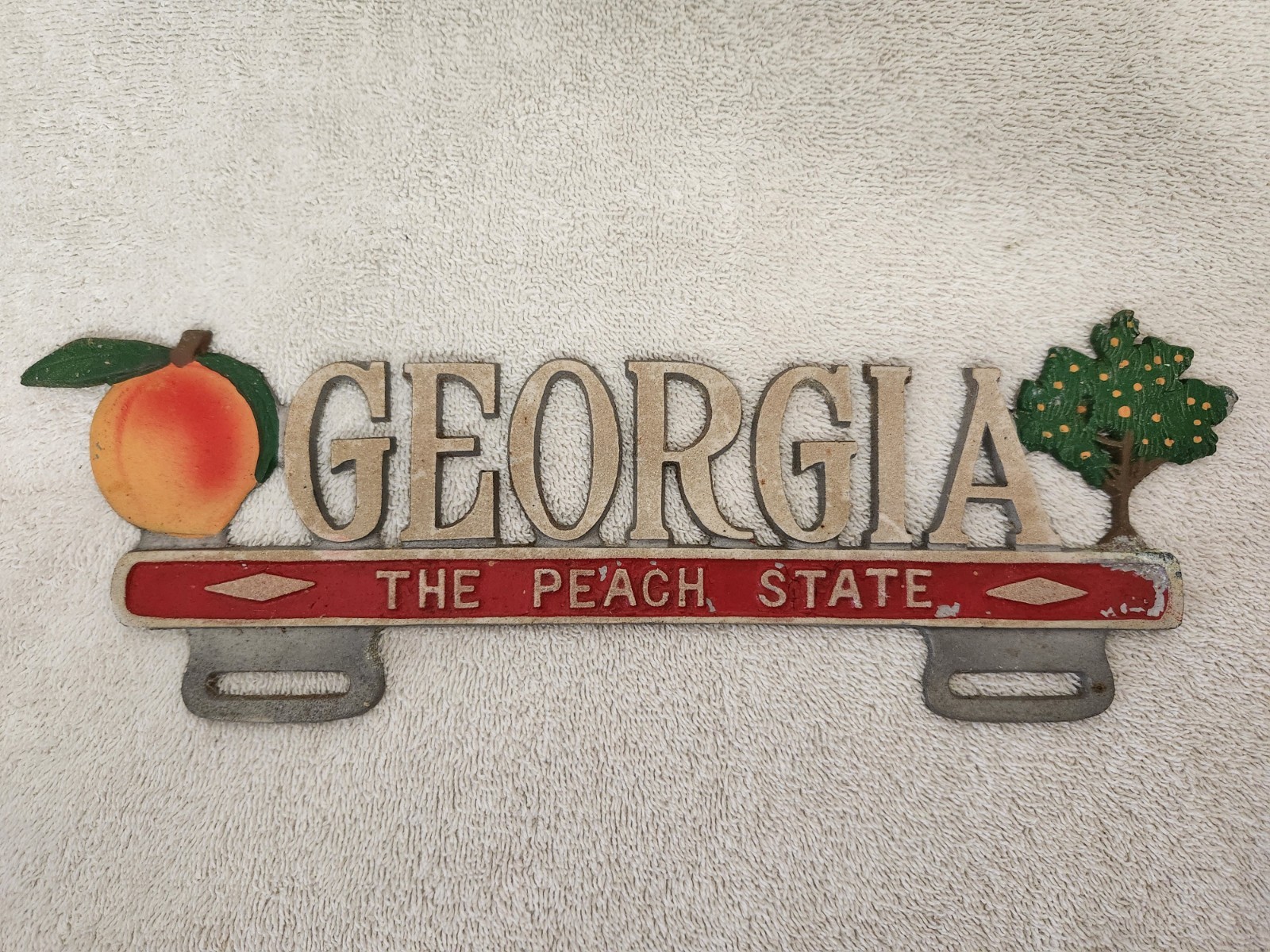 Vintage Georgia The Peach State Souvenir License Plate Topper 