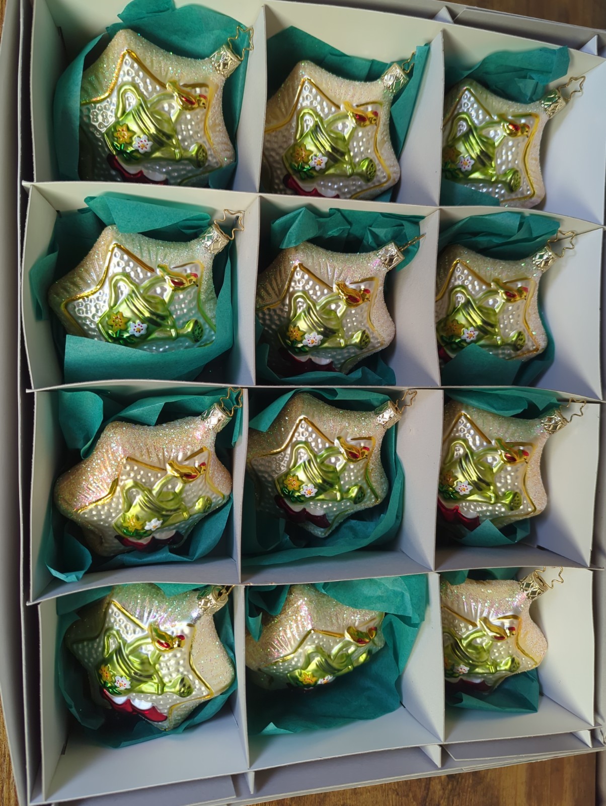 VTG Inge-Glas Old World Christmas Gardener\'s Delight 12 Glass Ornaments Germany
