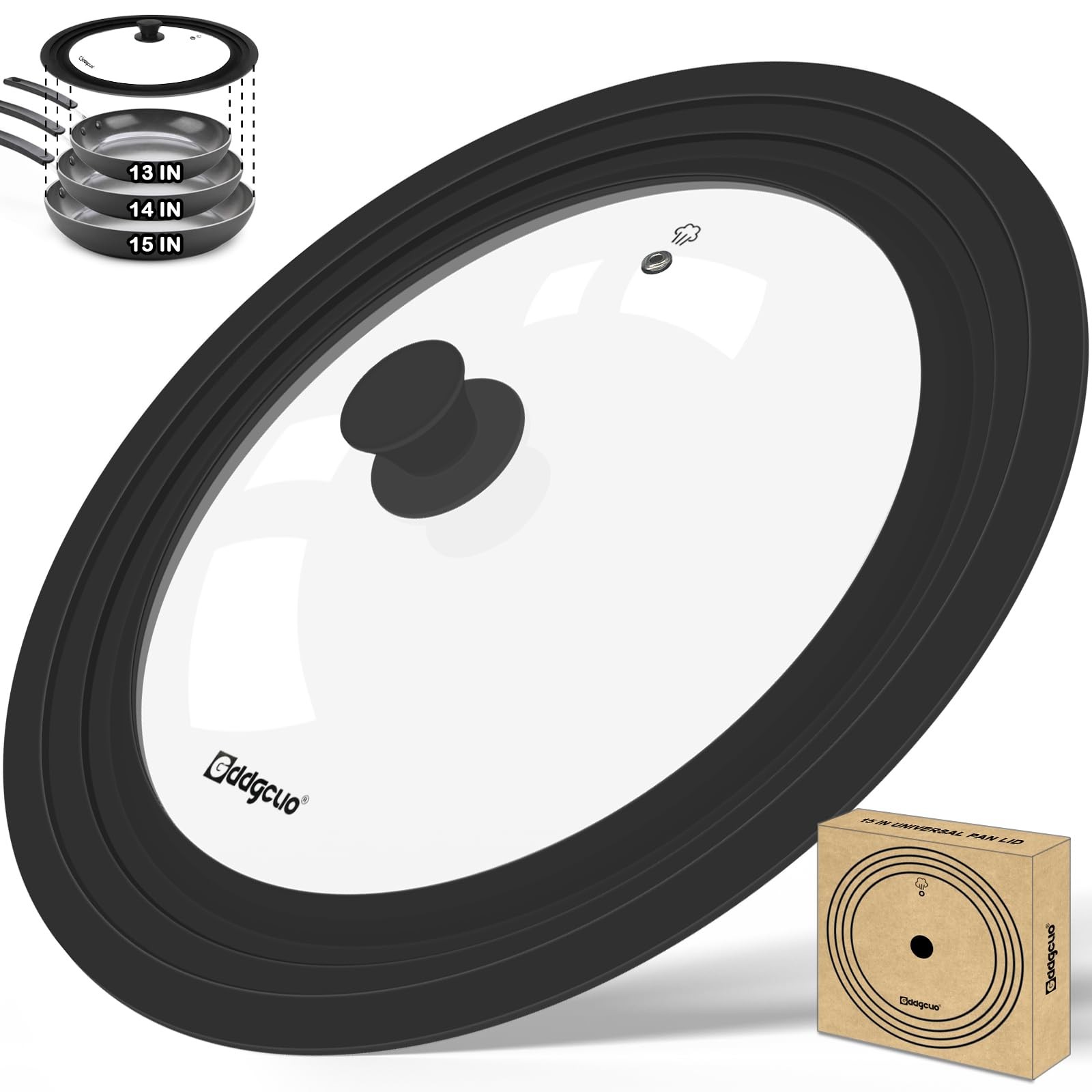 GDDGCUO 13-14-15 in Universal Pan Lid, Extra Large 13\'\'-14\'\'-15\'\', Black 