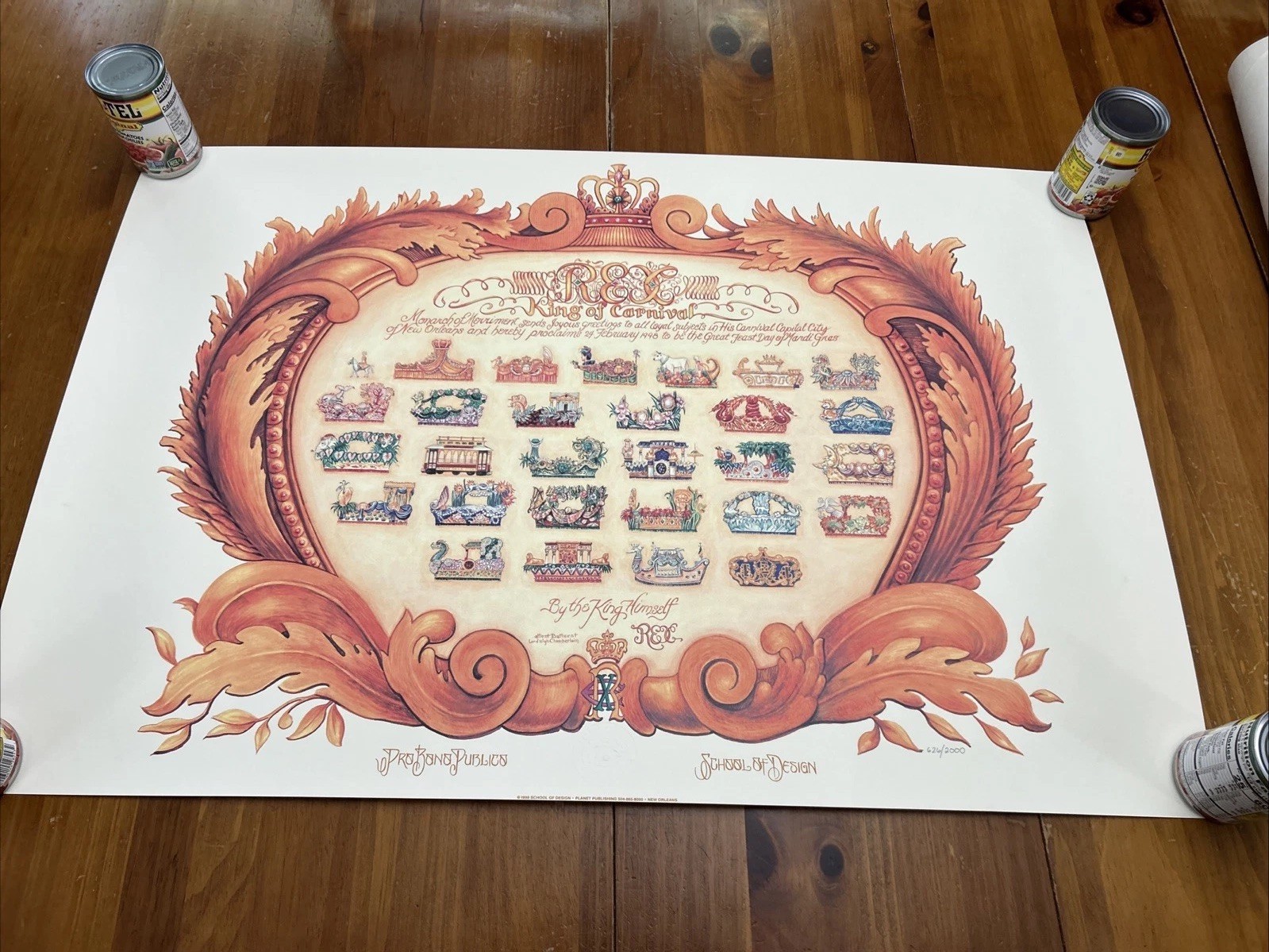 1998 Krewe Of REX Proclaims Mardi Gras Poster 24 X 36 Signed 626/2000 Numbered