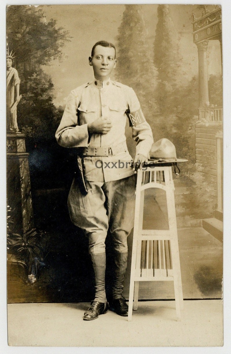 African American MP 1915 Black Buffalo Soldier Police RPPC Civil Rights J15212