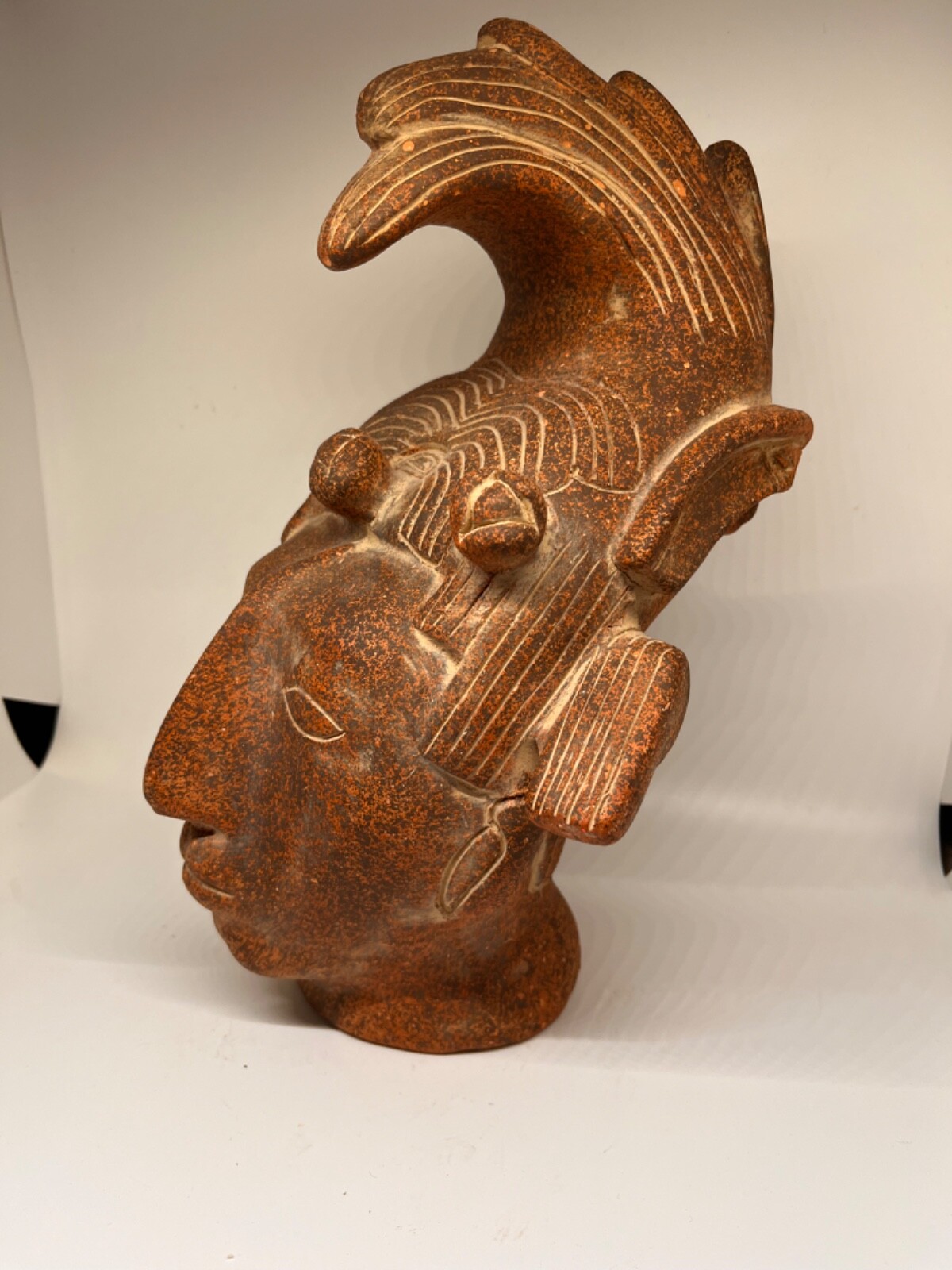 Inah King Pakal Clay Terra Cotta Folk Art Figurine Large artist signed