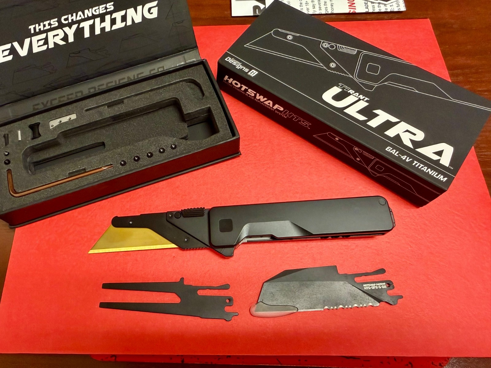 Exceed Designs TiRant® ULTRA Utility Knife | Jet-Black Titanium | Golf EDC