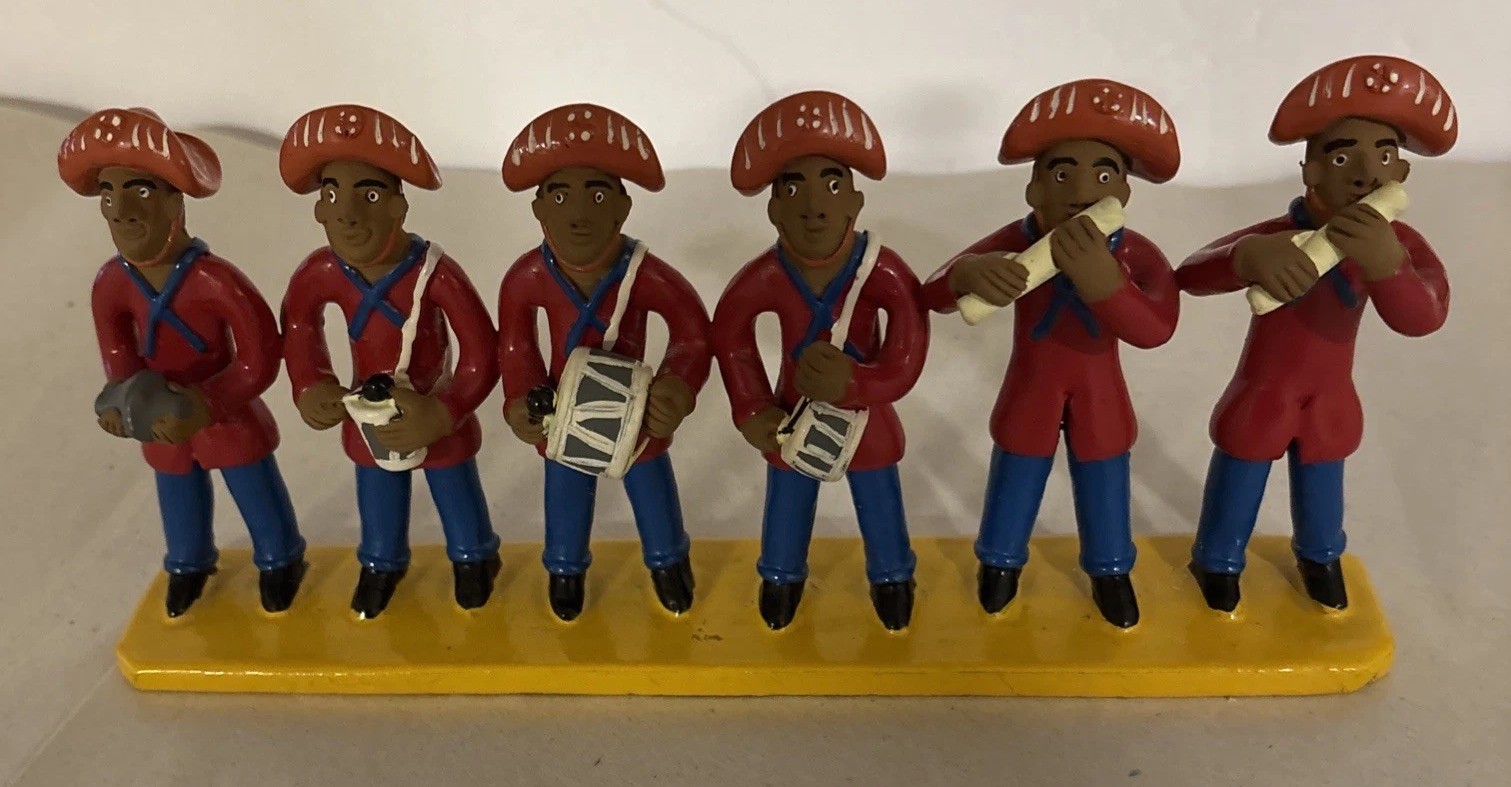 Brazilian Folk Art Pottery Clay Sculpture 6 Musician Band Signed Maria Santina