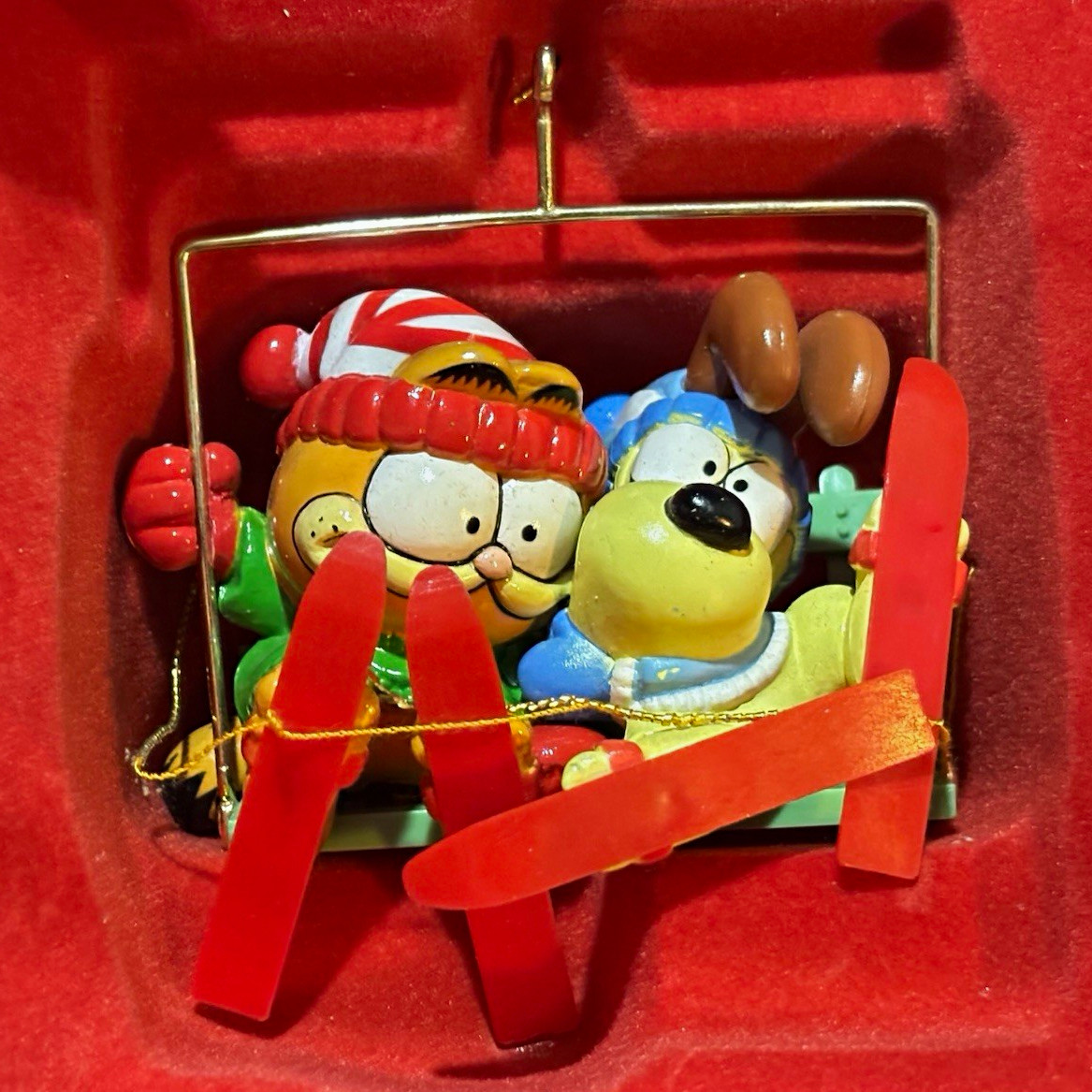 Enesco Garfield Christmas Ornaments:“Cuts The Ice 1981” & “Ski Lift 1978”w/ Odie Enesco Garfield Christmas Ornaments:“Cuts The Ice 1981” & “Ski Lift 1978”w/ Odie
