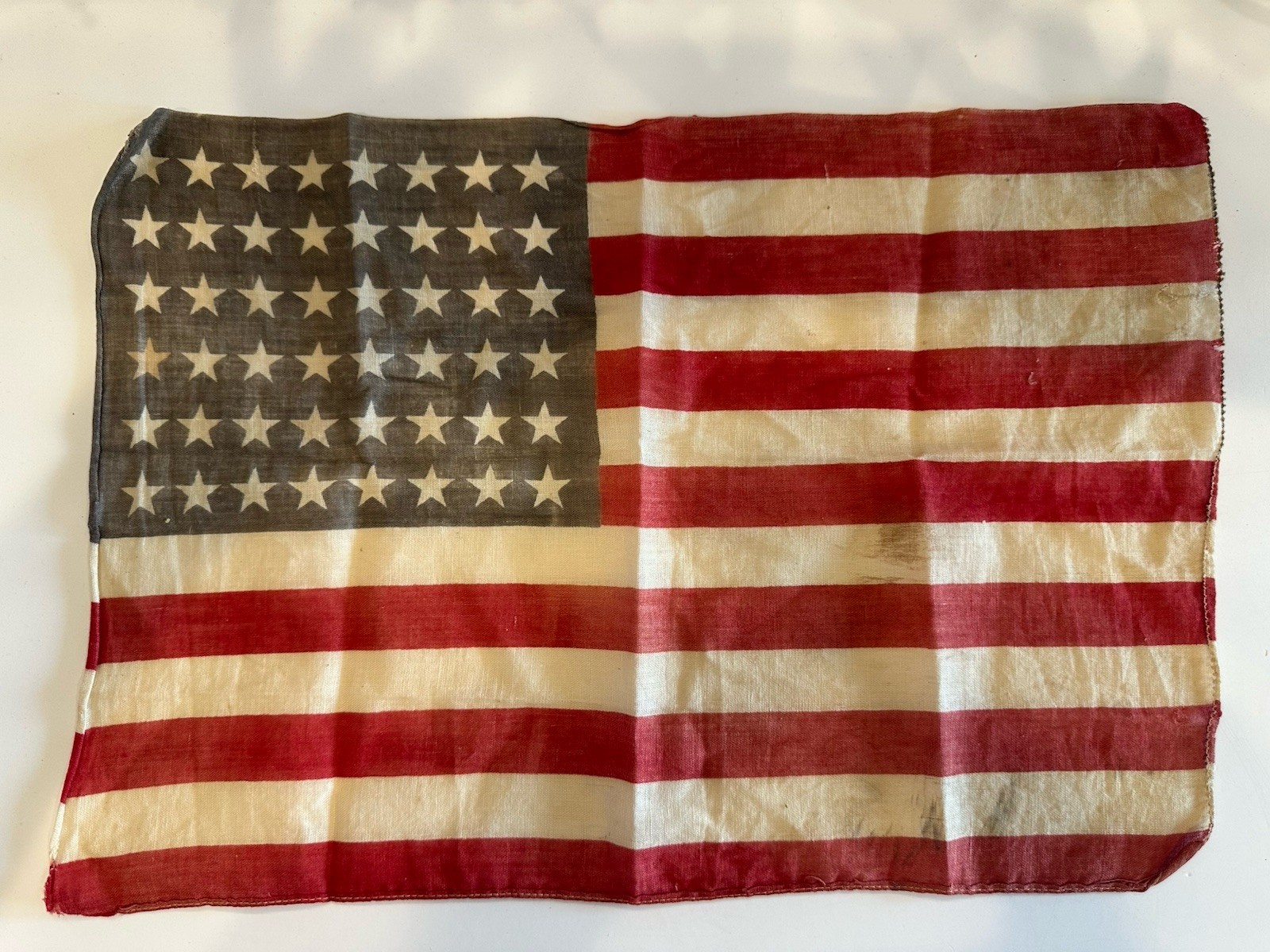 48 Star American Flag WWII Era US Patriotic Folk Art Vintage Original 16x11” 48 Star American Flag WWII Era US Patriotic Folk Art Vintage Original 16x11”
