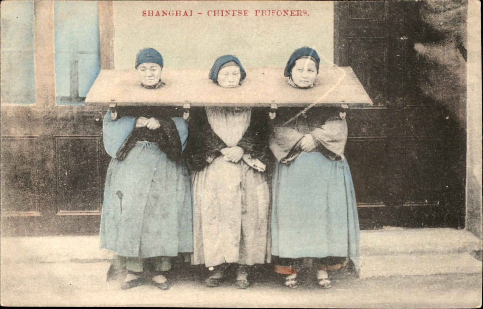 Shanghai Chinese Prisoners Women in Stocks c1900s-10s Vintage Postcard bhn
