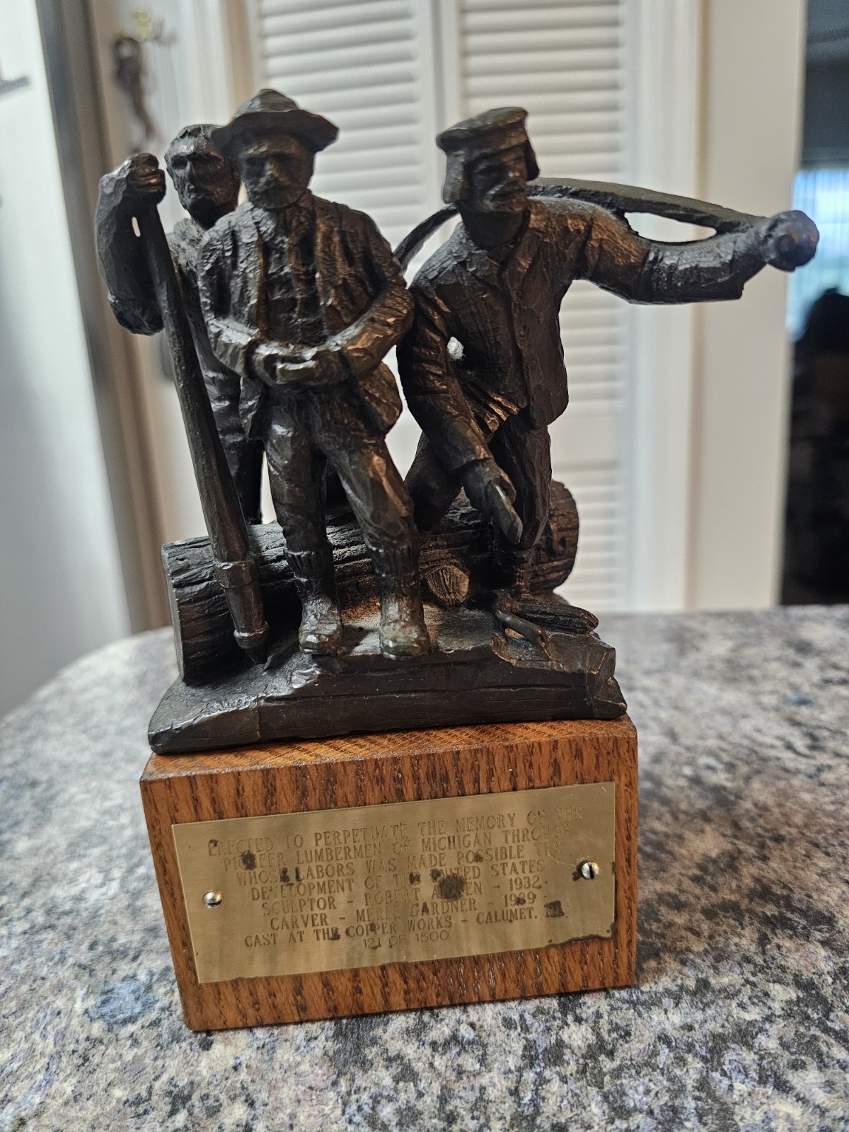 RARE Lumberman's Monument Bronze Replica #121/1500 Calumet MI R. Aitken Gardner