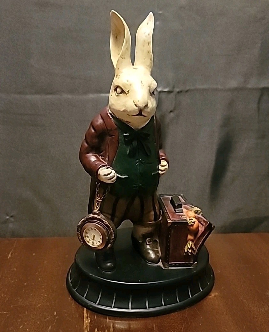 Vintage Sterling Industries White Rabbit Alice In Wonderland With Pocket Watch
