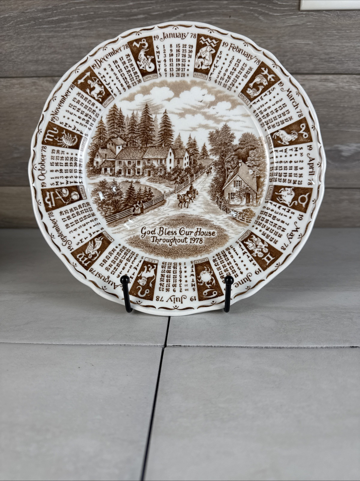 Alfred Meakin Staffordshire Calendar Plate 1978 God Bless Our House Vintage