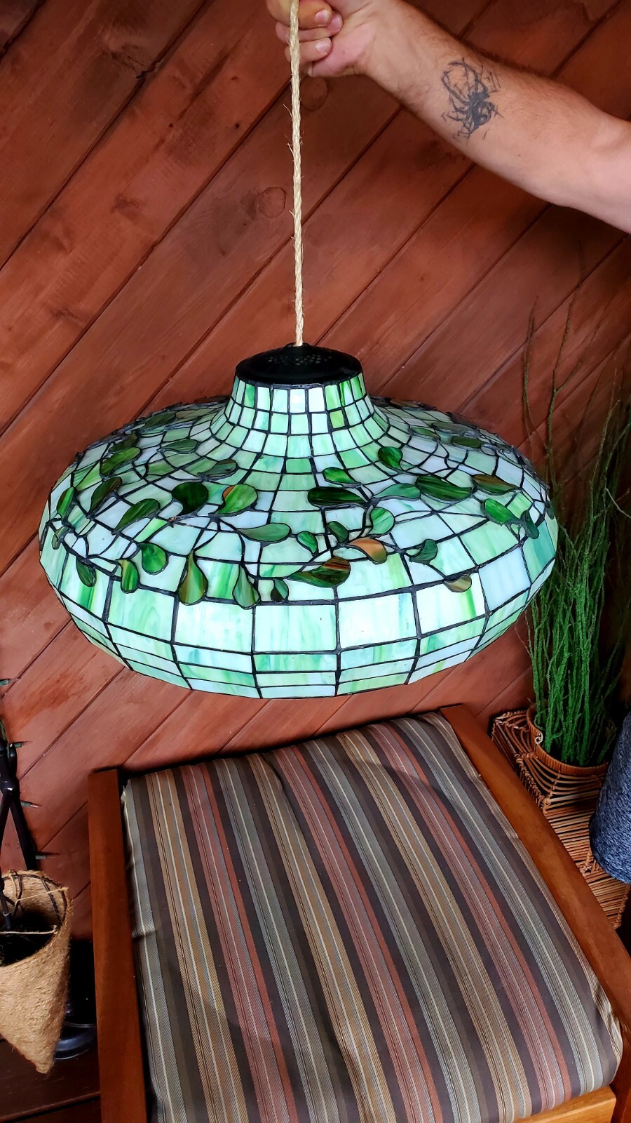 MASSIVE 21” Vintage Arts & Crafts Green Slag Glass Lamp Shade Hanging Lamp MASSIVE 21” Vintage Arts & Crafts Green Slag Glass Lamp Shade Hanging Lamp