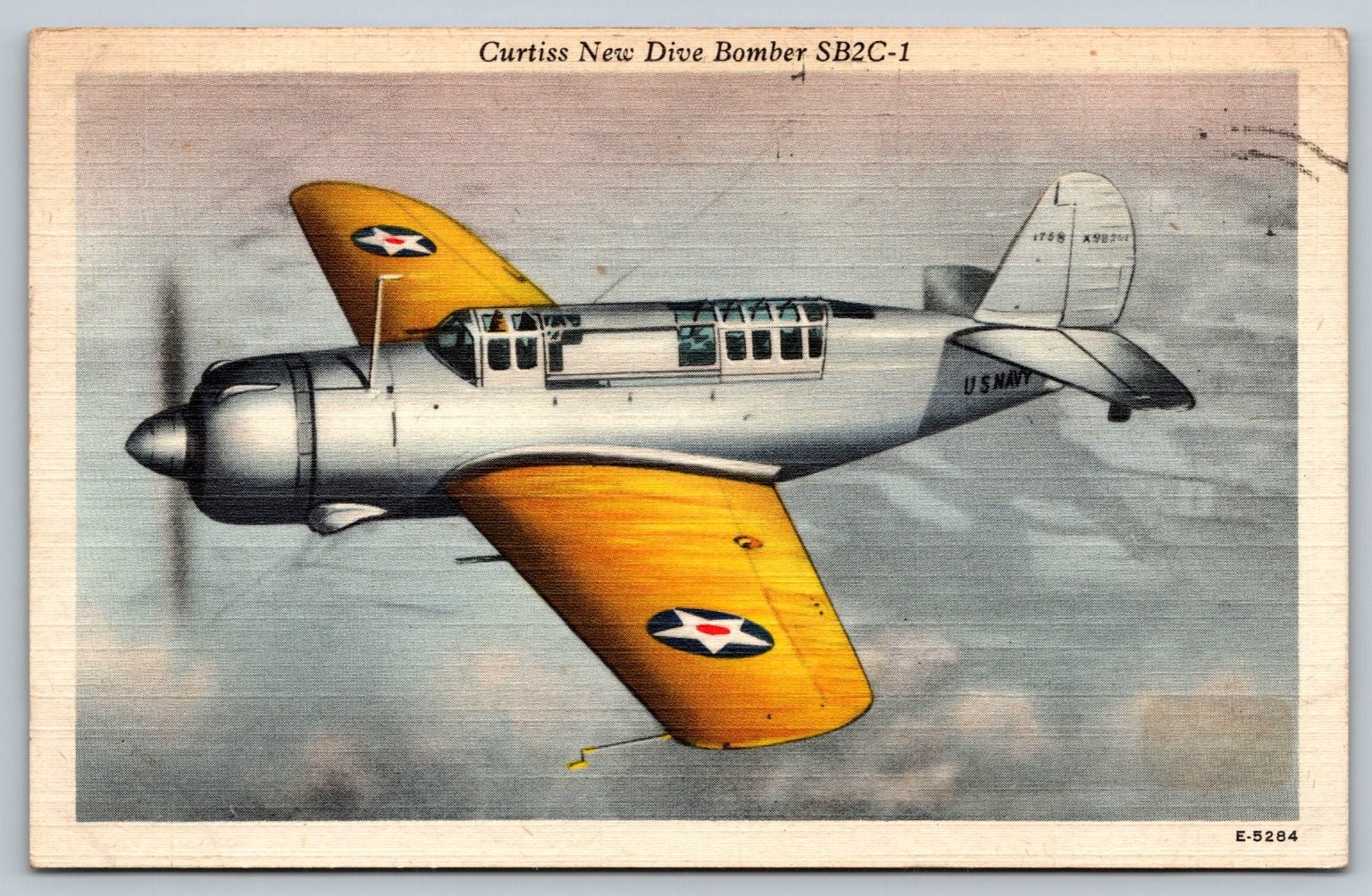 Vintage Curtiss New Dive Bomber SB2C-1 WWII Military Postcard 1942