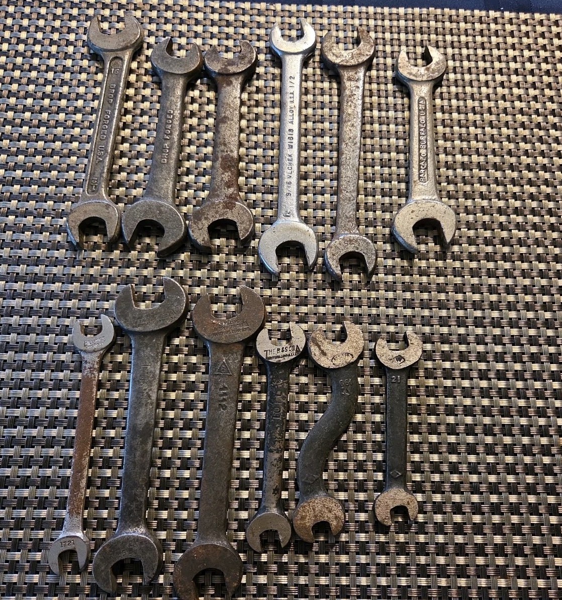 12 Vintage Drop-Forged Wrench Set Billings Spence B&s Williams Vlcheck Curved S