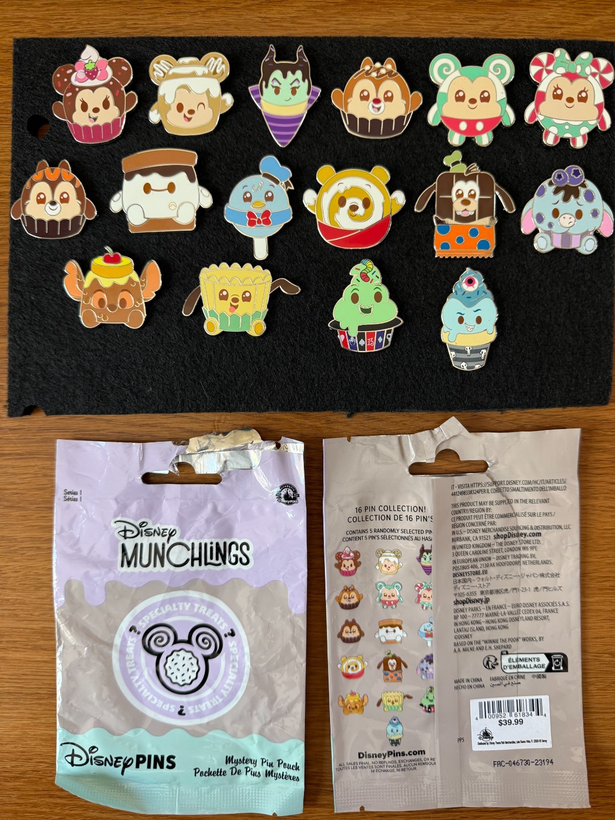 Disney Pins Complete Set Munchlings Series 1 Specialty Treats - 16 pins total