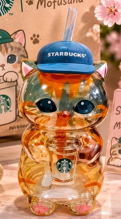 Starbucks Singapore x Mofusand 2026 Collection Cat Shaped Glass Cup hot