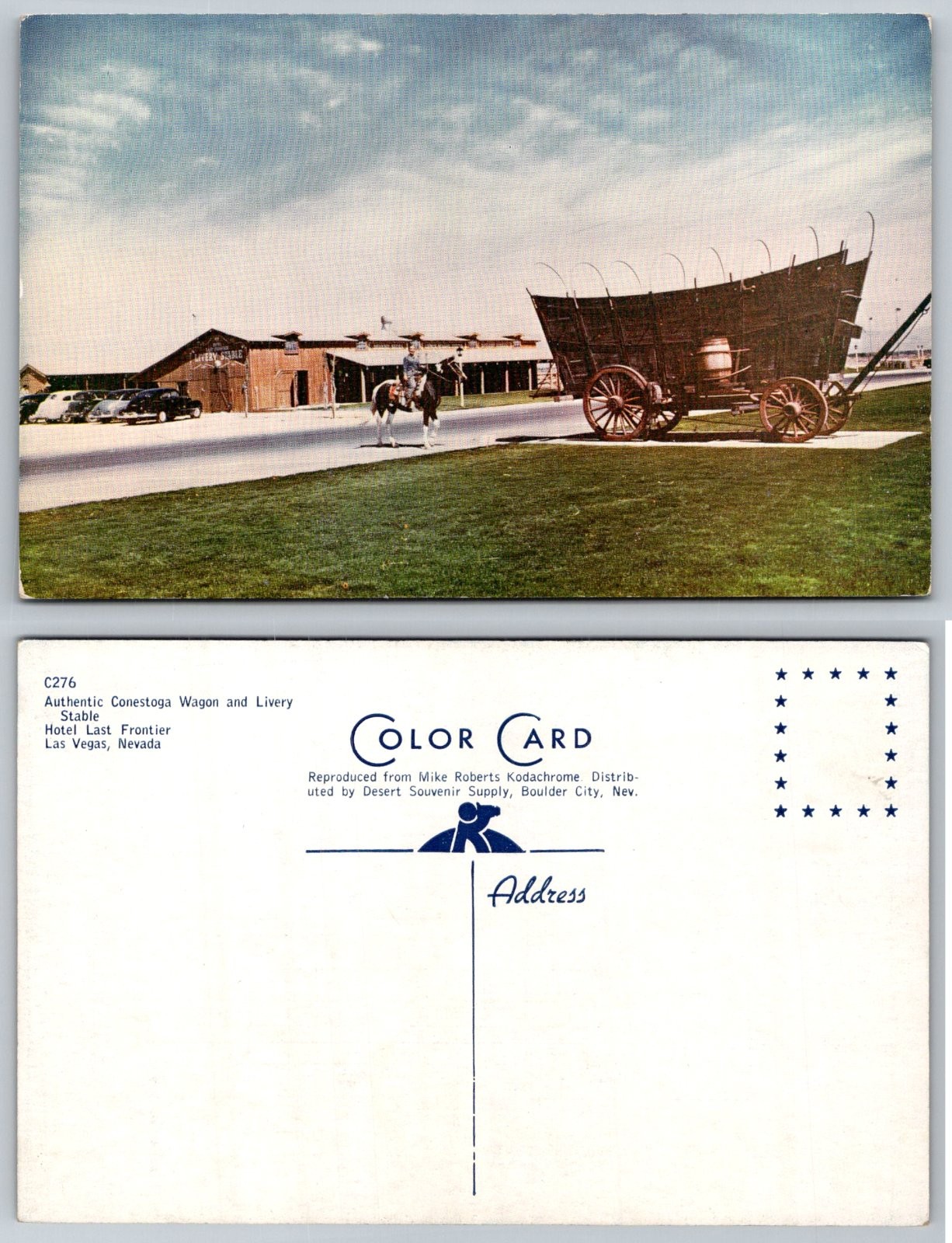 Las Vegas Nevada Hotel Last Frontier Conestoga Wagon Livery Stable Postcard