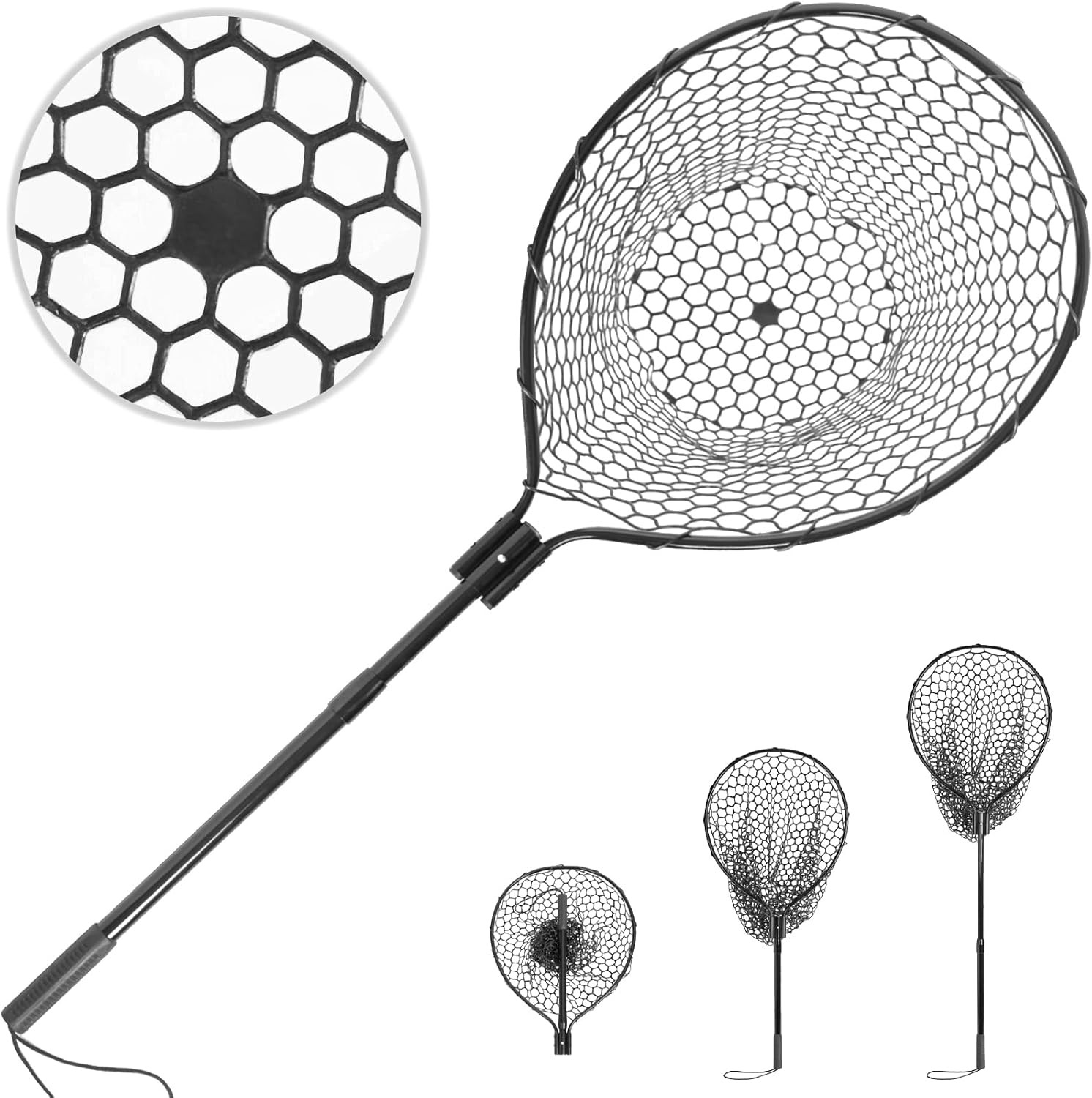 High Strength Large Landing Net, Fishing Net with Long Telescoping Handle | Soft High Strength Large Landing Net, Fishing Net with Long Telescoping Handle | Soft