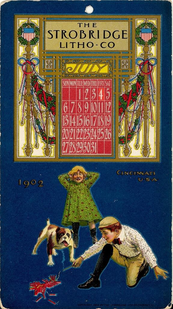 ANTIQUE CALENDAR TRADE CARD 1902 STROBRIDGE LITHO CO. \