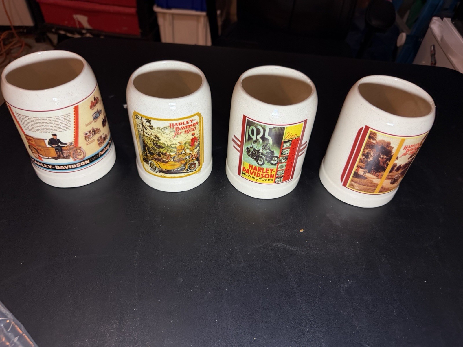 Lot of 4 Vintage 1994 HarleyDavidson Archive Originals Classic Ad Ceramic Steins