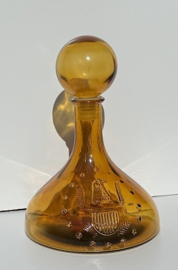 Vintage Amber Glass Eagle Decanter “Freedom For Our Ship” Navy Nautical 12