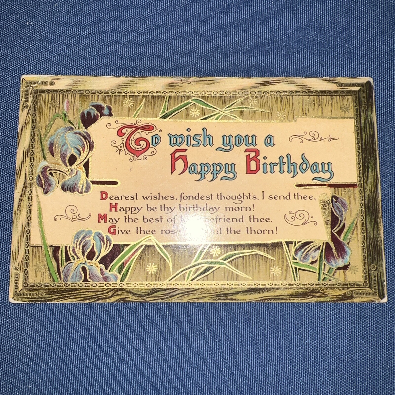 Antique happy birthday postcard
