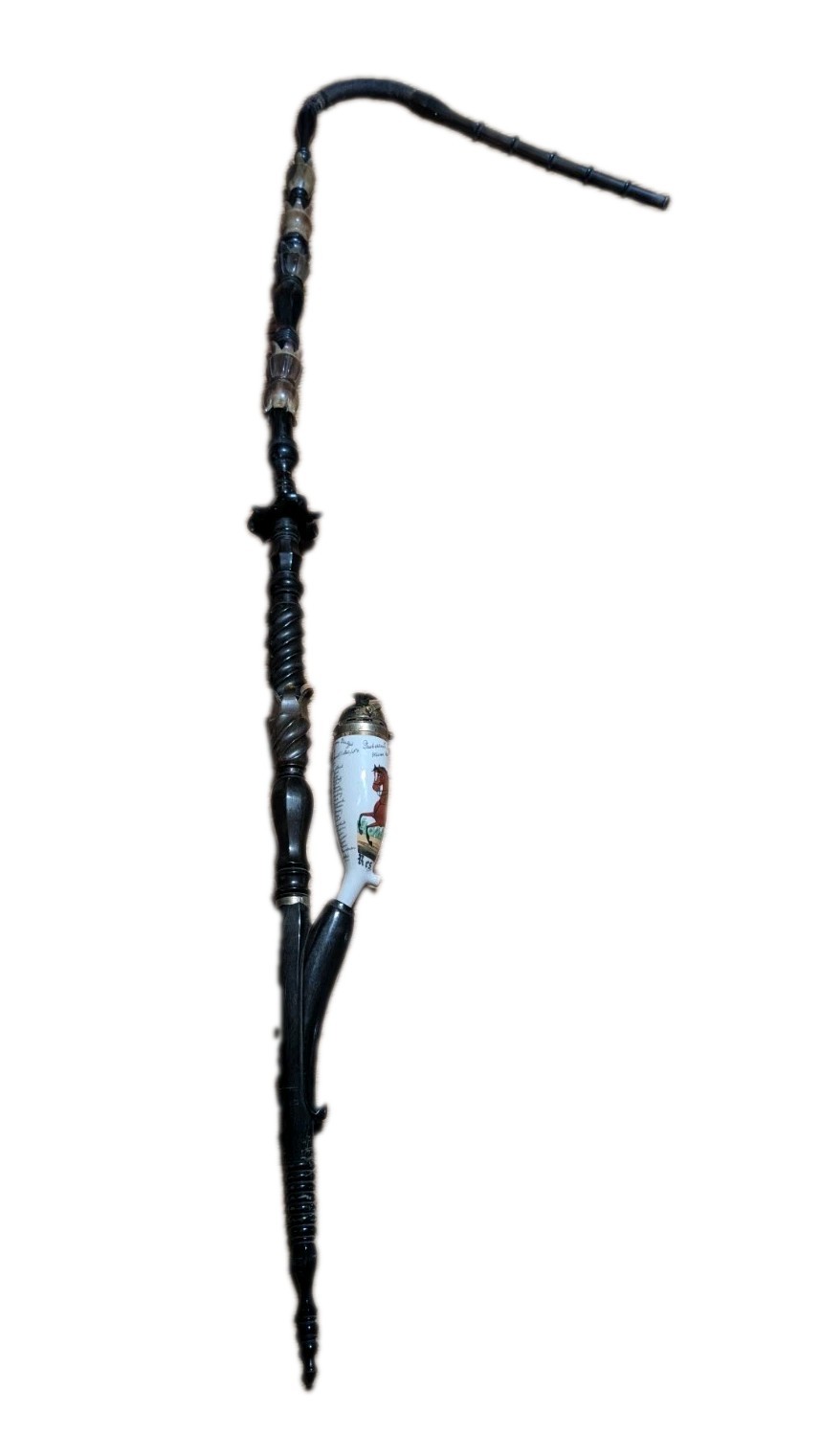 Antique Imperial German Regimental Porcelain & Carved Horn Pipe (1889–1892) Antique Imperial German Regimental Porcelain & Carved Horn Pipe (1889–1892)