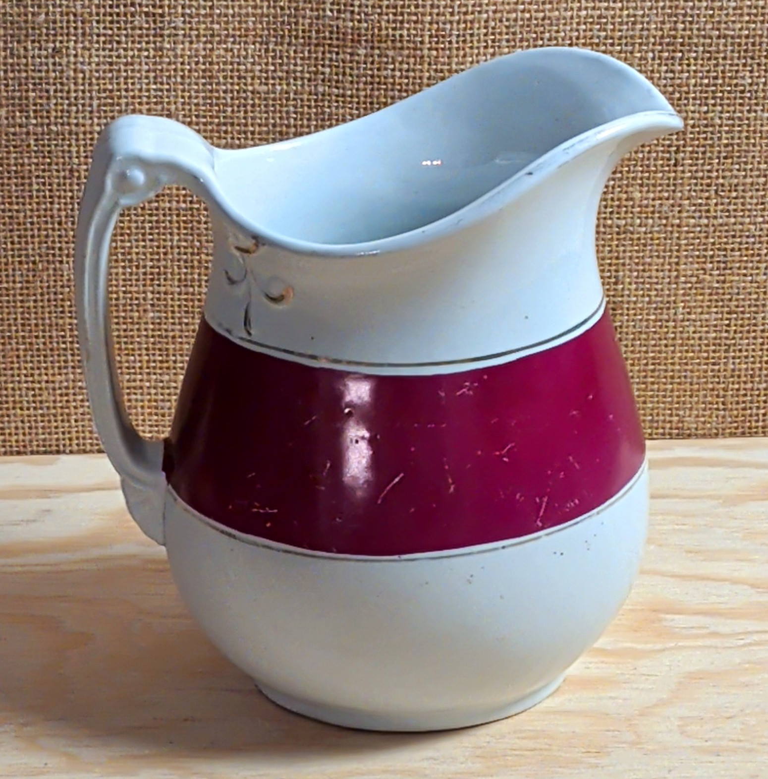 Antique 1800s Burgess & Goddard Royal Patent Ironstone Pitcher Burgundy 7.25\ Antique 1800s Burgess & Goddard Royal Patent Ironstone Pitcher Burgundy 7.25\