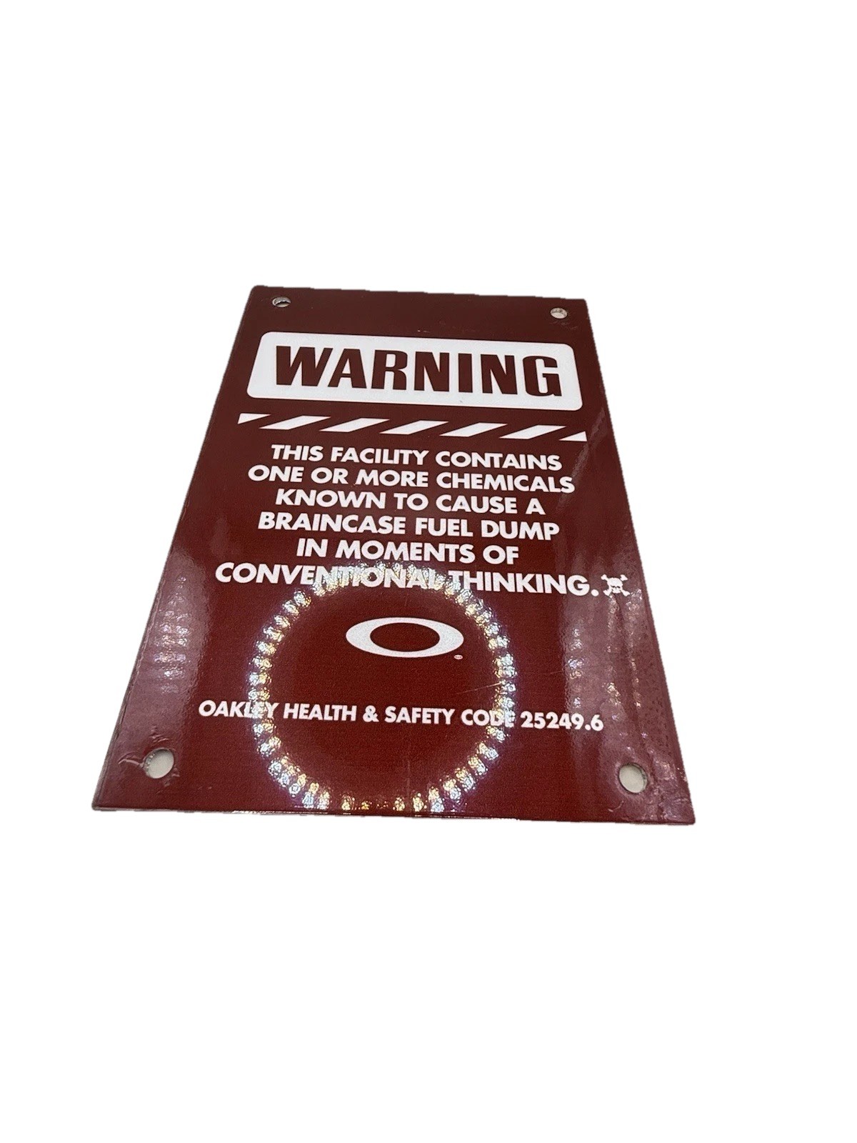 Rare Oakley WARNING Plate Display Vintage