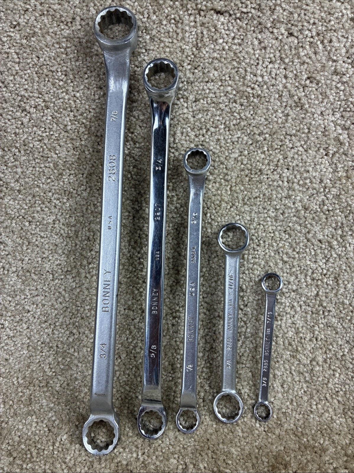 Bonney 5pc.Double Box Wrench Set SAE Good Condition