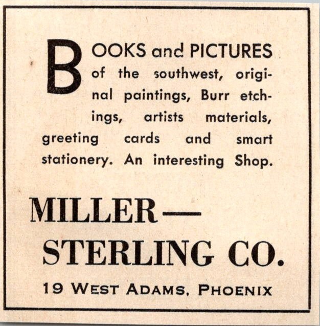 Miller Sterling Co. Books & Pictures Phoenix 1947 AZ Ad TAK2-S32