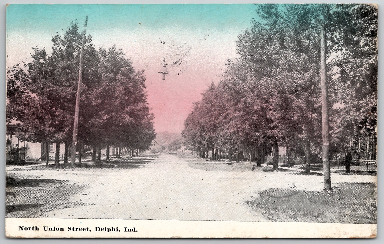 North Union Street Delphi Indiana 1913 Postcard Tree Lined Ave