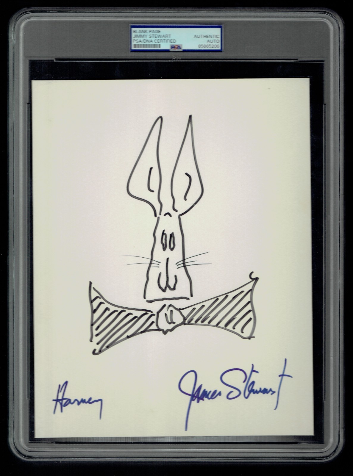 Jimmy James Stewart signed autograph 8x10 w/ Original HARVEY Sketch PSA Slabbed