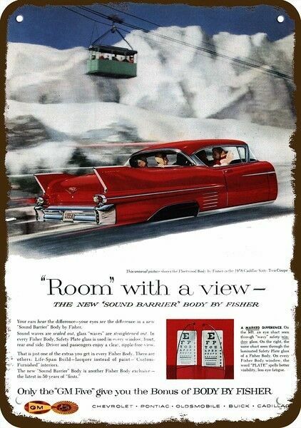 1958 CADILLAC FLEETWOOD 62 Car Fisher Vintage-Look DECORATIVE REPLICA METAL SIGN
