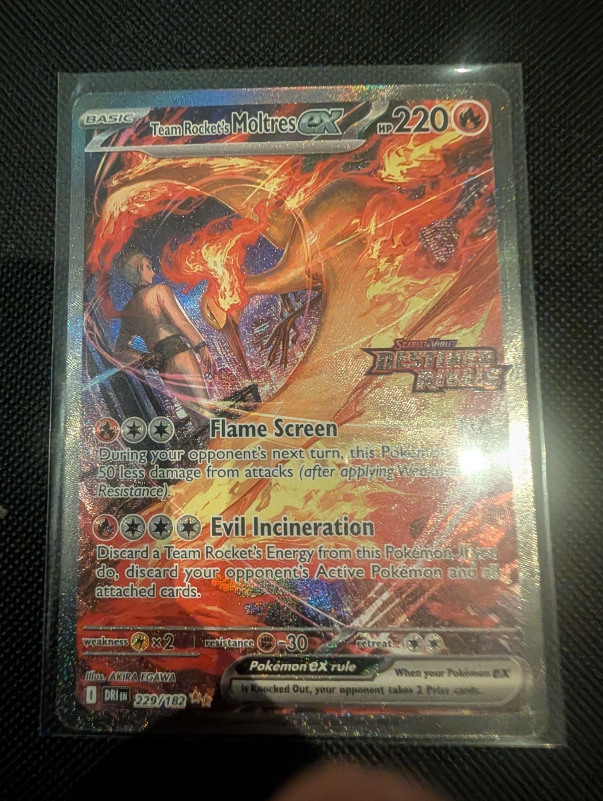 Team Rocket’s Moltres EX - 229/182 - Destined Rivals Stamped Promo - NM