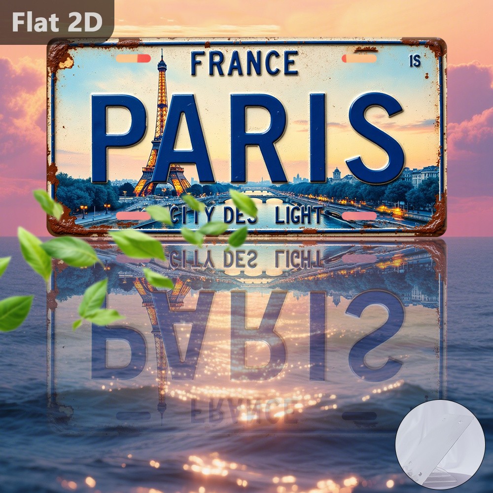 Vintage Tin Sign Aluminum License Plate 12x6 Paris Cityscape Decor