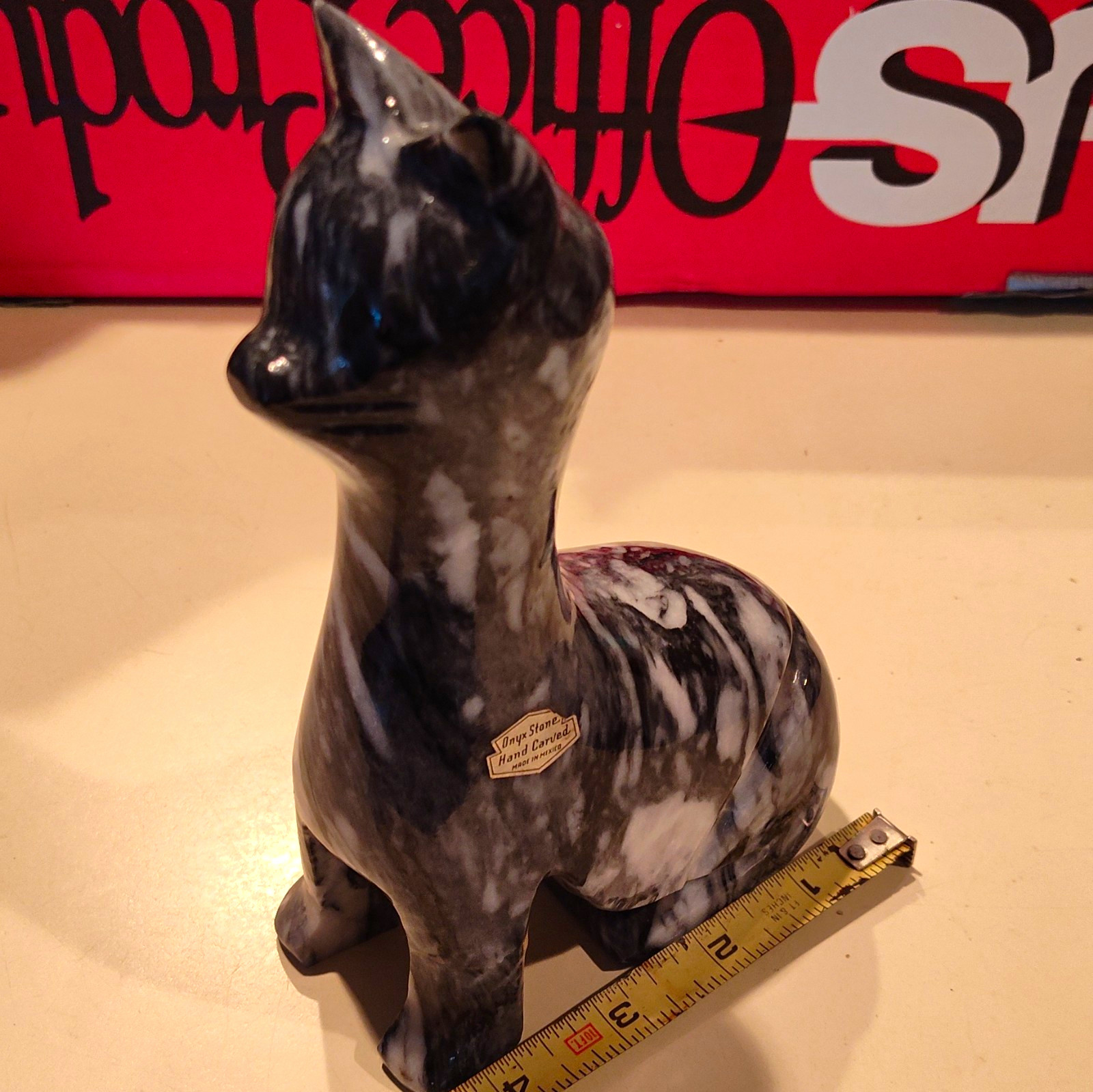 highly collectible vintage cat Onyx Stone Hand Carved Cat Statue 8 Inch