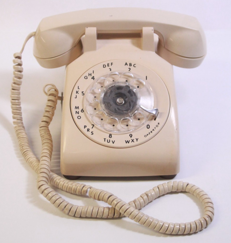 Vintage ITT Rotary Telephone Almond Desktop Phone 1987 Tested