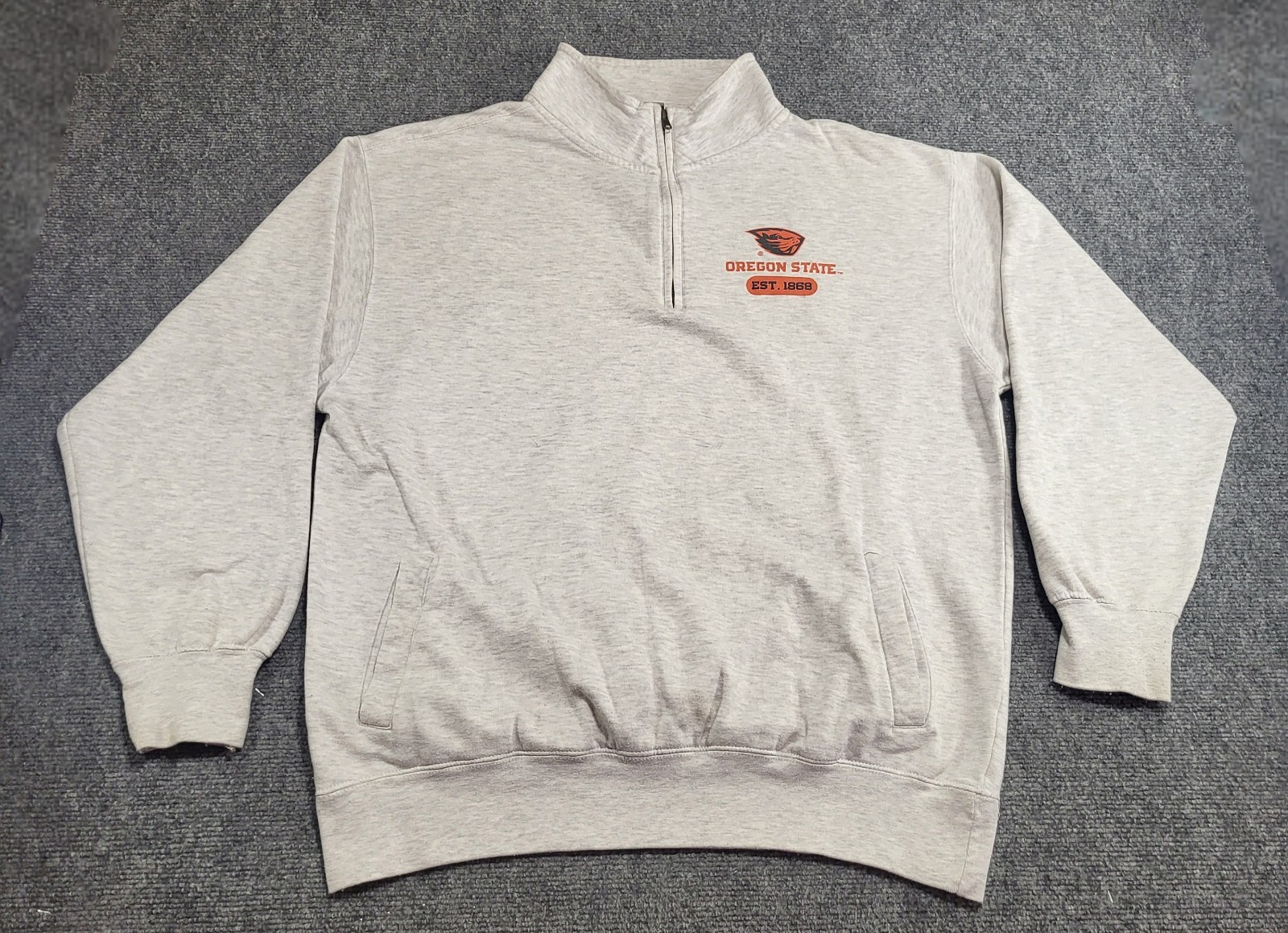 Oregon State Beavers Men's Heather Gray Quarter-Zip Pullover Sweatshirt Size XL