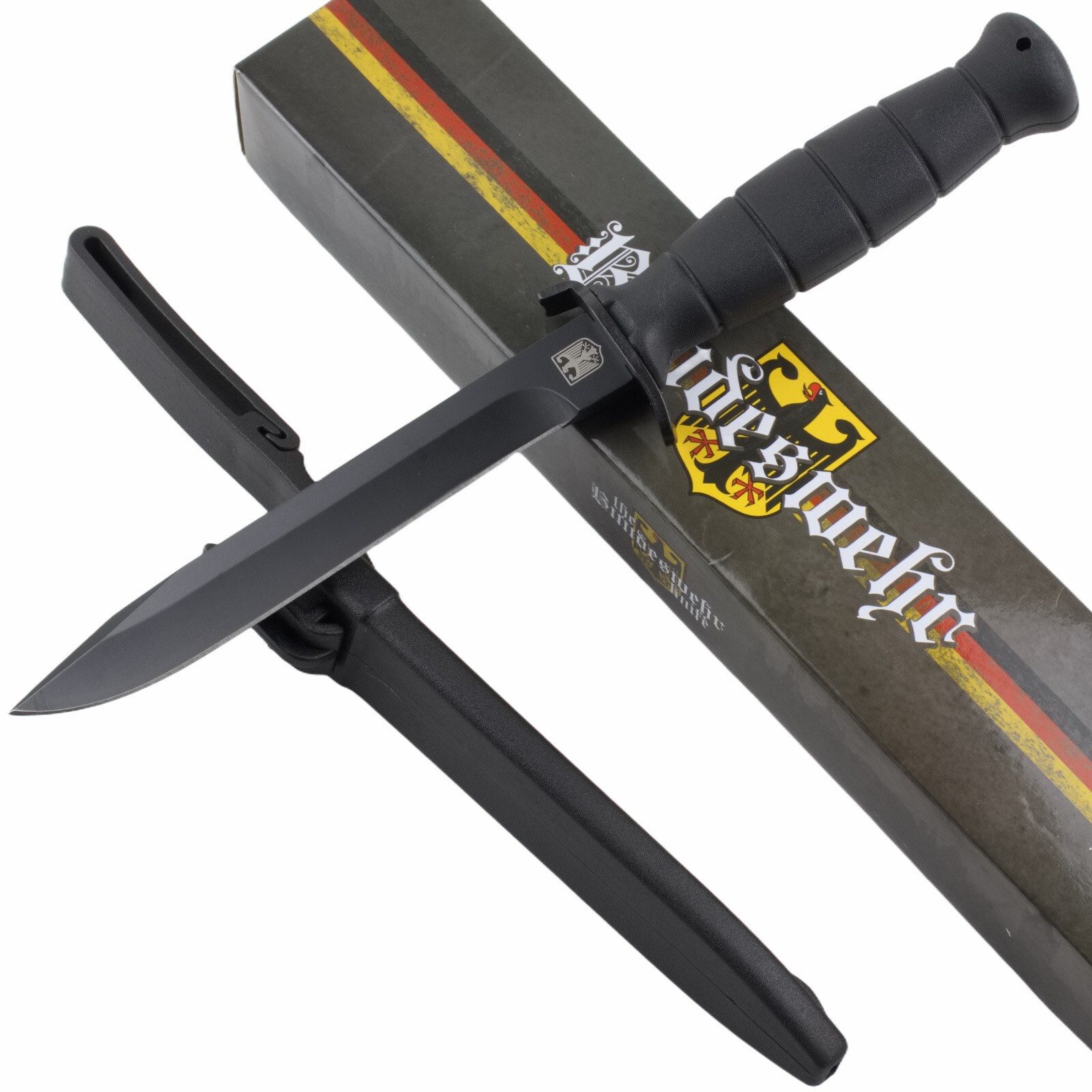 Bundeswehr Military Combat Knife Fixed Blade Black Nylon Handle Shealth