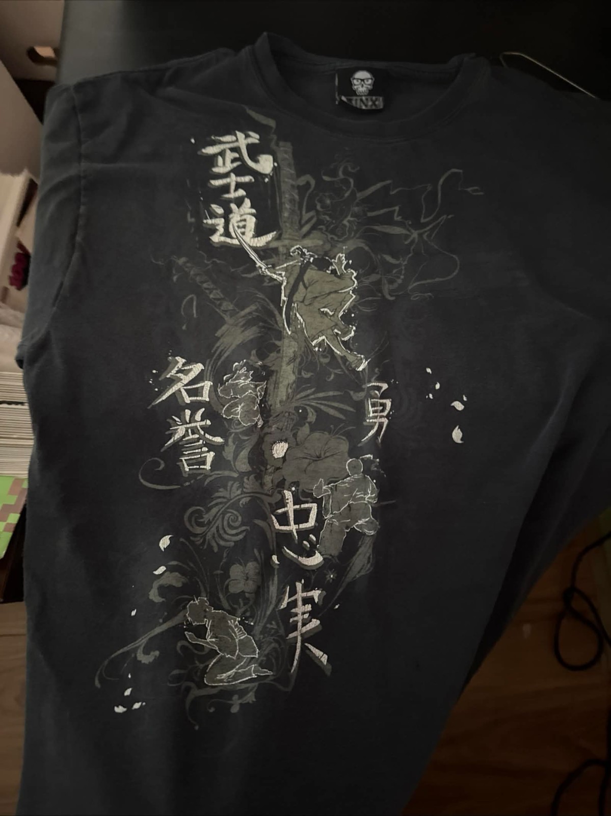 Vintage JINX Sukajan Dragon Japanese T-Shirt Mens M Black 2000s