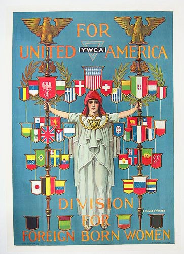 Original WWI US YWCA Poster - For United America - C. Howard Walker