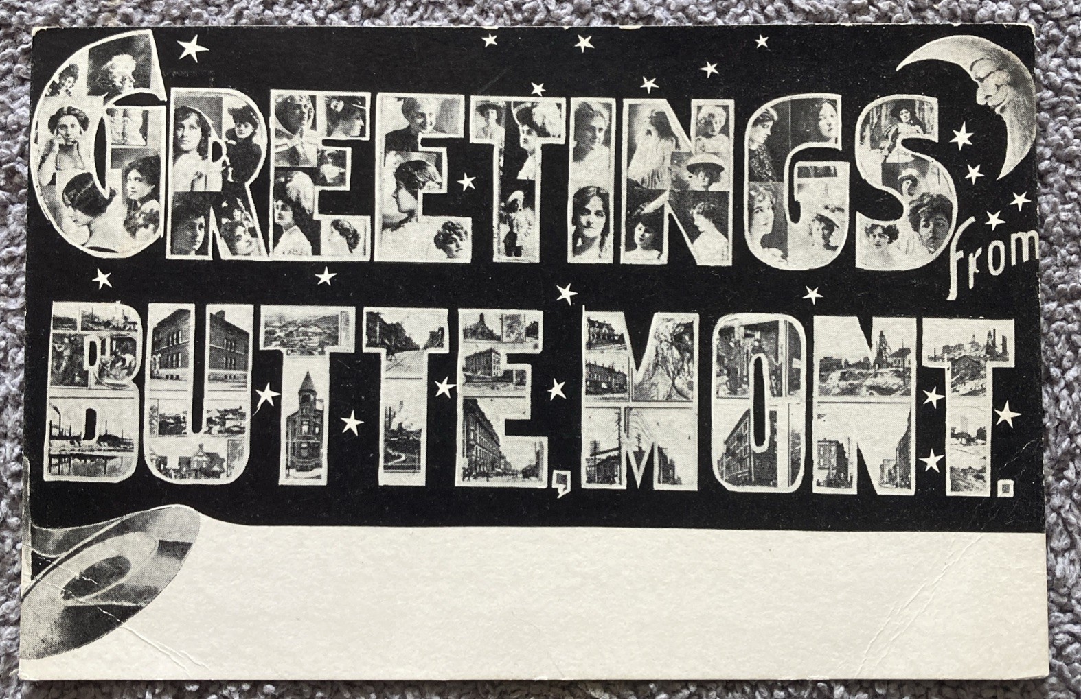 c1905 Greetings From Butte Montana Large Letter Moon Postcard