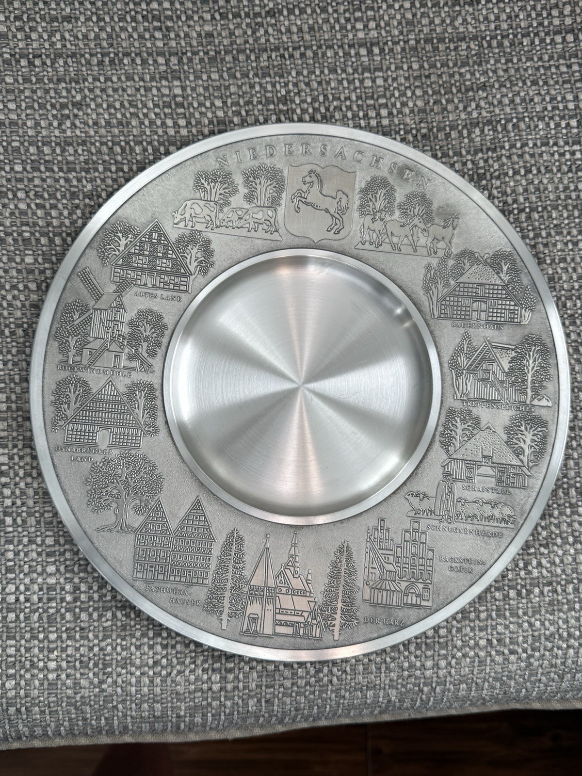 Rösler Pewter Plate Niedersachsen West Germany 27cm w/ Box Vintage 1970s-80s